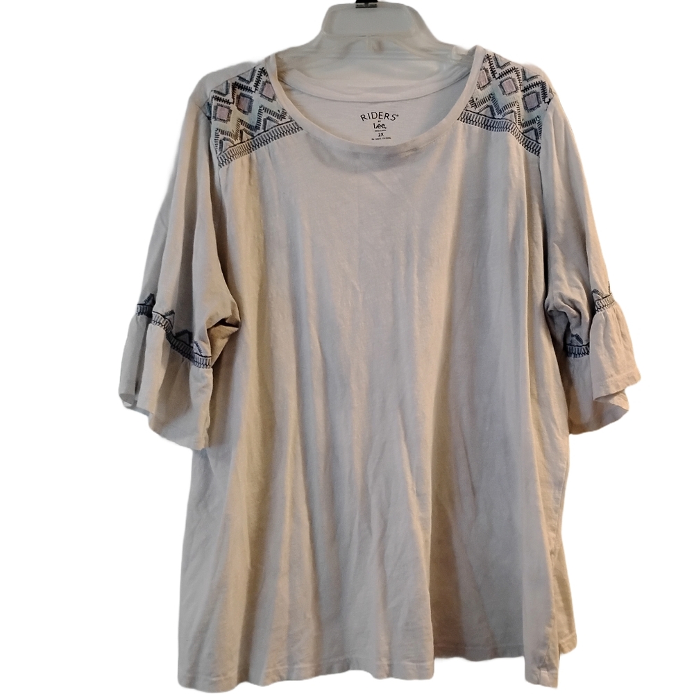 Riders by Lee Cream and Blue Embellished Blouse